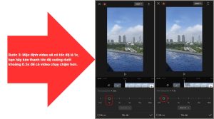 Bước 3_ Mặc định video sẽ có tốc độ là 1x, bạn hãy kéo thanh tốc độ xuống dưới khoảng 0.5x để cả video chạy chậm hơn.